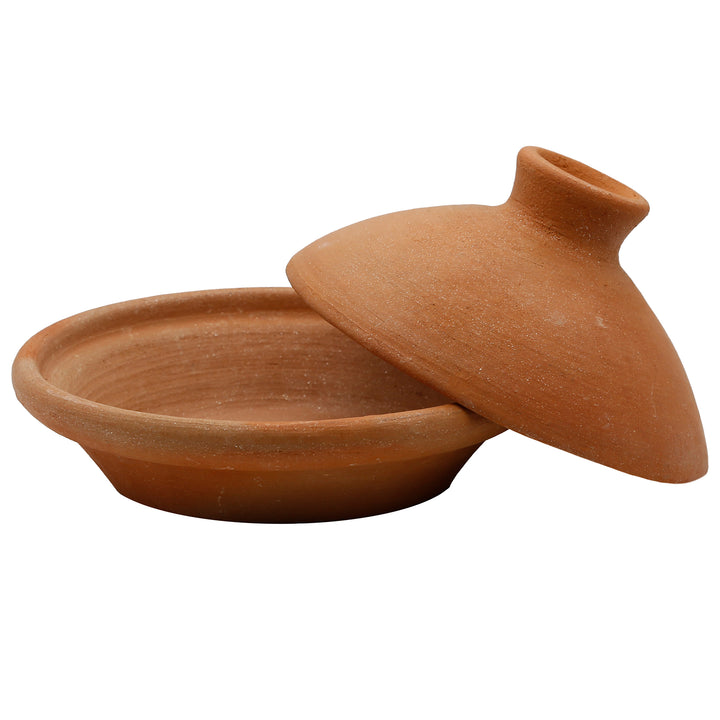 Tagine-vuoka 20 cm luonnonsavesta ja savesta, lasittamaton kuin perinteinen vuoka