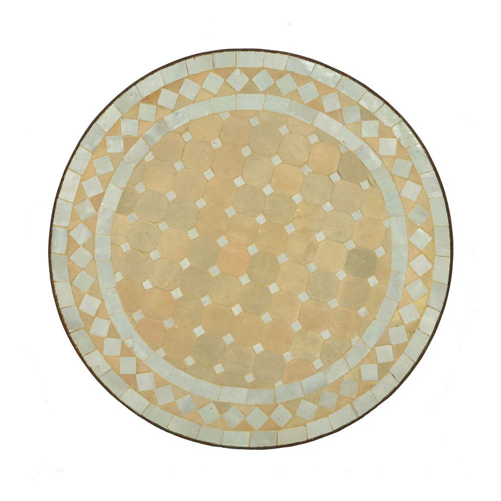 Pöytä mosaiikki noin 45 cm, valkoinen terrakotta parvekkeelle, terassille tai olohuoneeseen