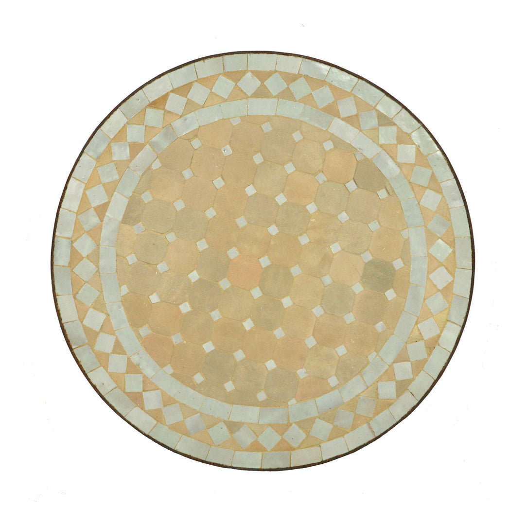 Pöytä mosaiikki noin 45 cm, valkoinen terrakotta parvekkeelle, terassille tai olohuoneeseen