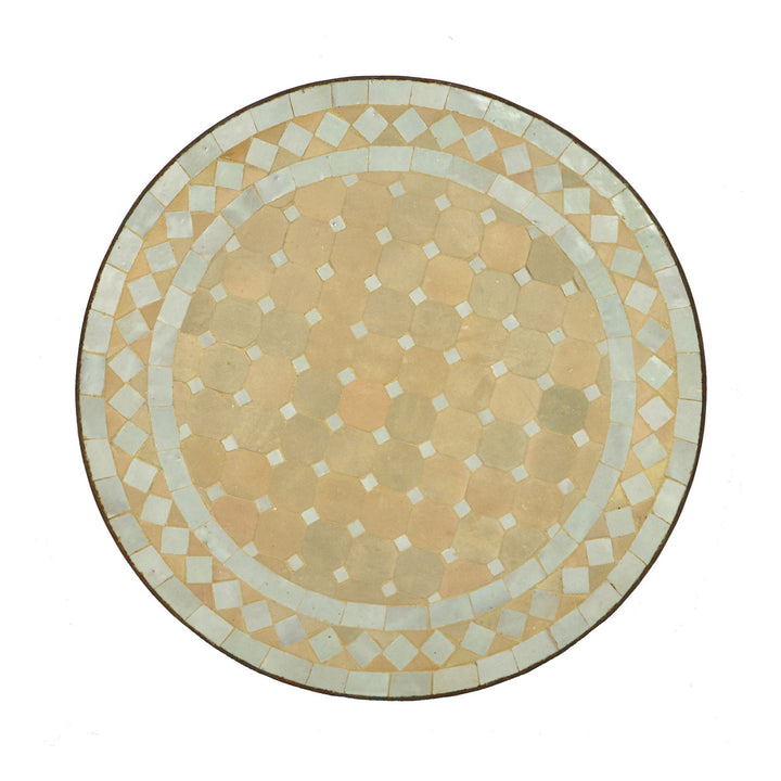 Pöytä mosaiikki noin 45 cm, valkoinen terrakotta parvekkeelle, terassille tai olohuoneeseen