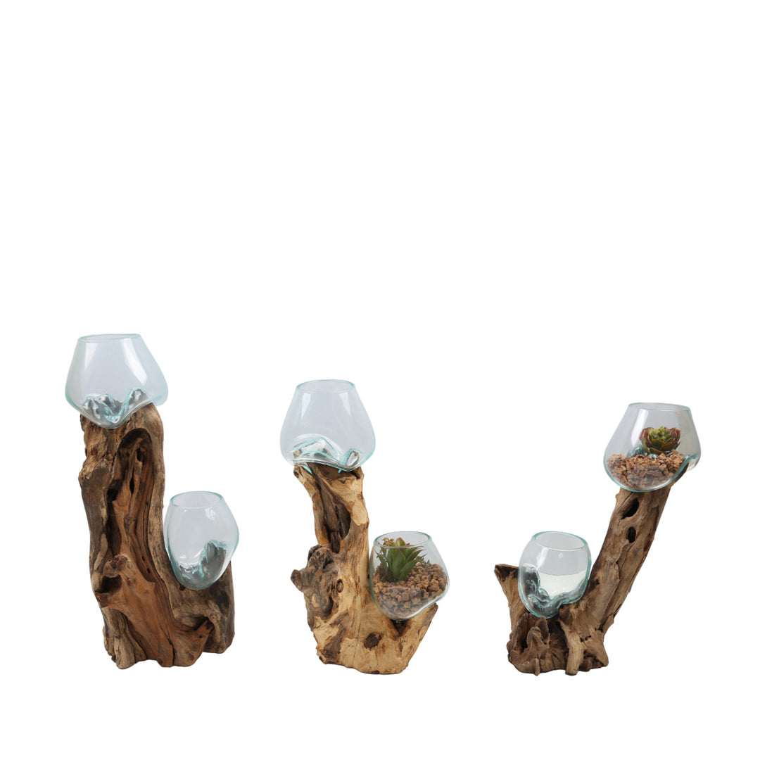 Kaksoislasimaljakko 15 cm juuripuulla