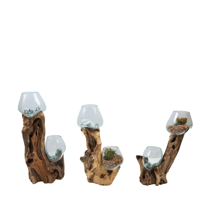 Kaksoislasimaljakko 15 cm juuripuulla