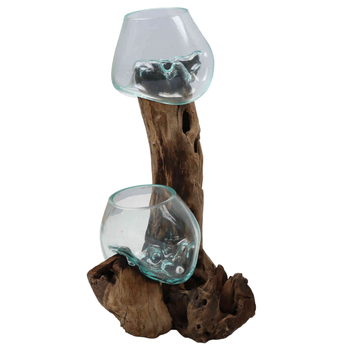Kaksoislasimaljakko 15 cm juuripuulla