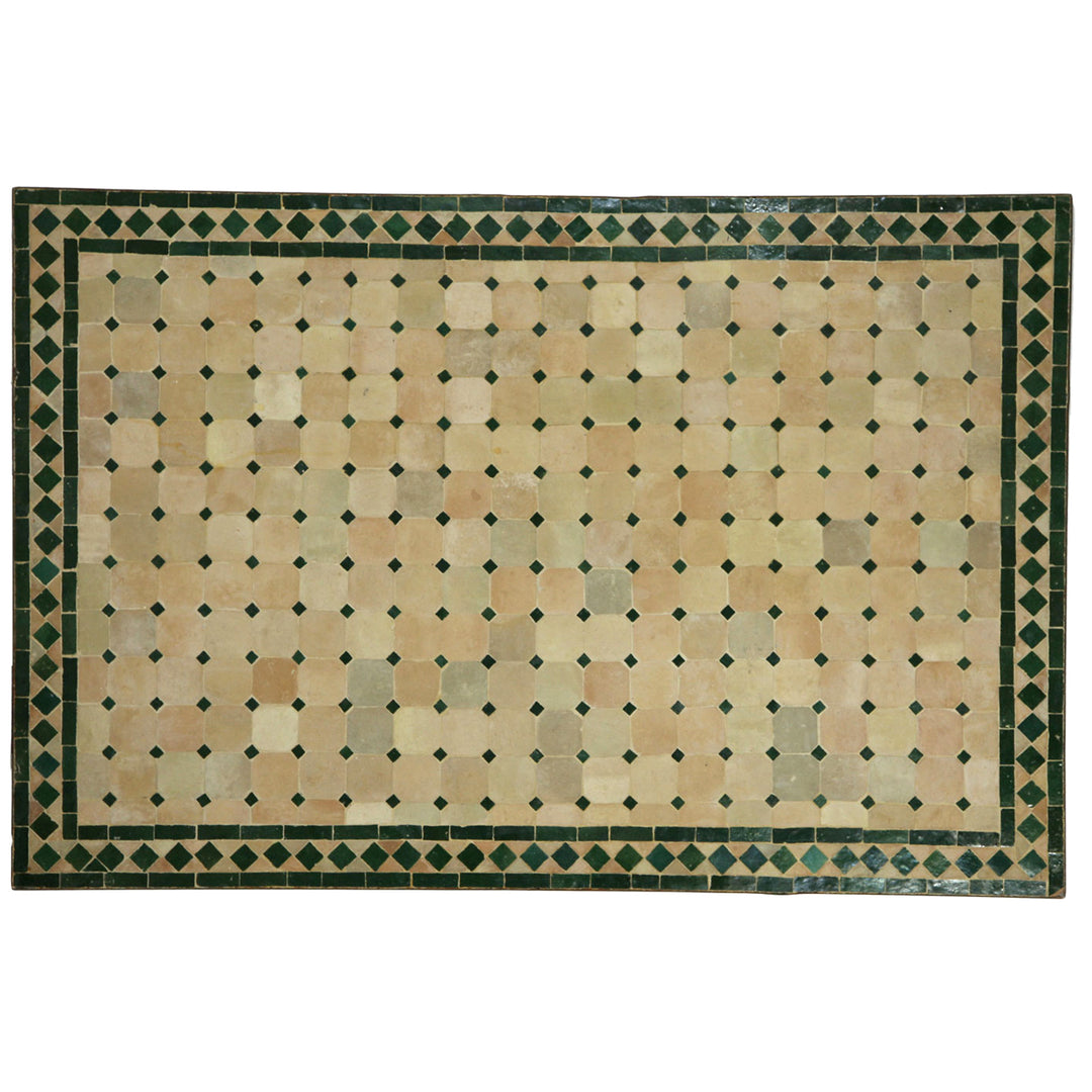 Ruokapöytä 120x80 cm, käsintehty mosaiikki vihreää terrakottaa - marokkolaista designia