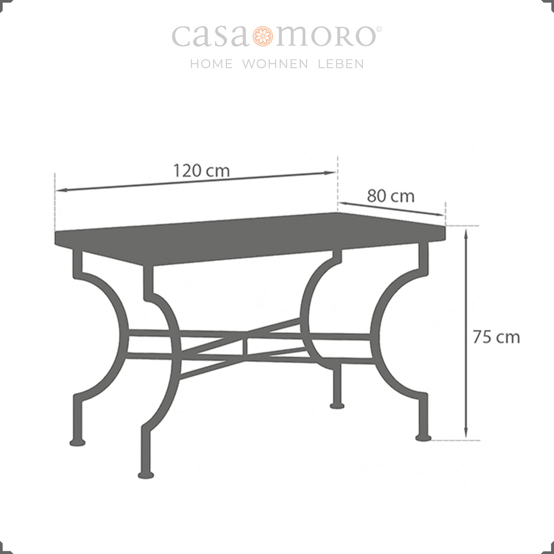 Mitat: 120 x 80 cm, korkeus 75 cm - monipuolinen ruokapöytä 4-6 hengelle