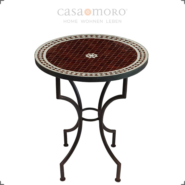 Puutarhapöytä Ø 60 cm Zellige-mosaiikilla Bordeaux'ssa, bistropöytä metallirungolla