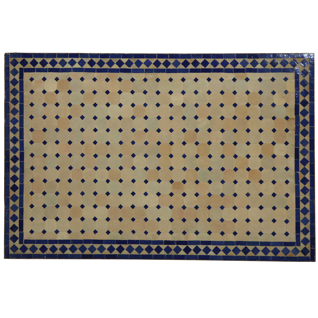 Puutarhapöytä mosaiikkipöytä 120x80 cm zellige-laatoilla sinistä terrakottaa - käsintehty
