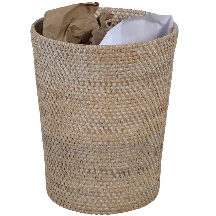 Jätepaperikori rottinkista Nila White Wash