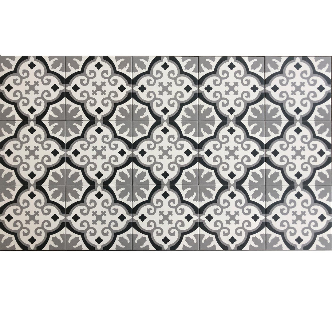 Marokon laatat 20x20 cm – harmaa musta