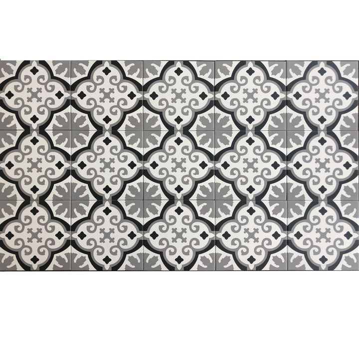 Marokon laatat 20x20 cm – harmaa musta