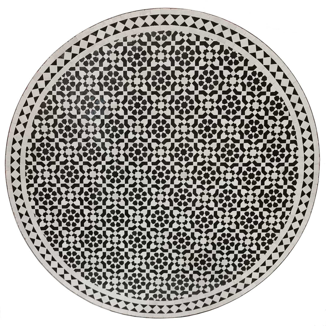 Mosaiikkipöytä D120 mustavalkolasitettu