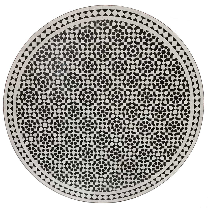 Mosaiikkipöytä D120 mustavalkolasitettu