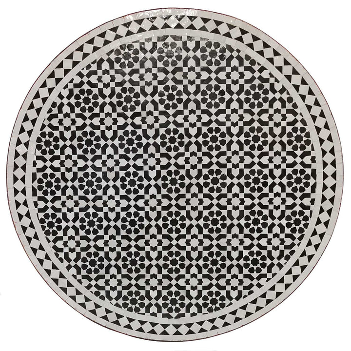 Mosaiikkipöytä D100 mustavalkolasitettu