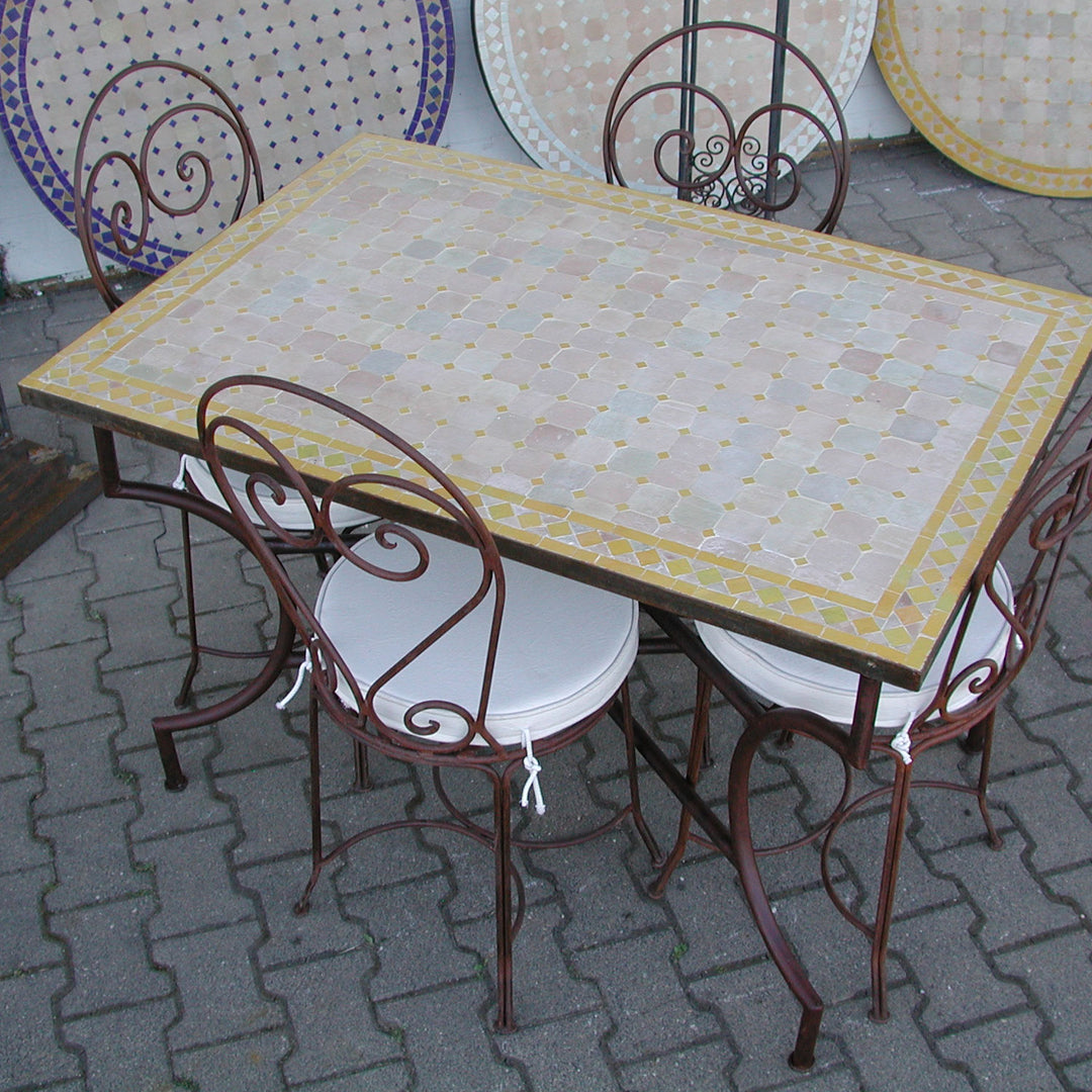 Mosaiikki ruokapöytä 120x80 keltainen/timantti