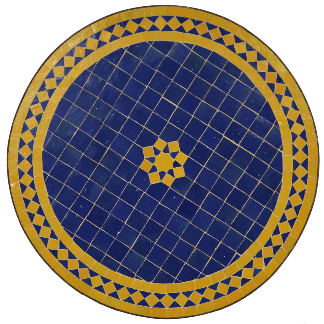 Mosaiikkipöytä Ø 60 cm Zellige-mosaiikki sinisellä ja keltaisella