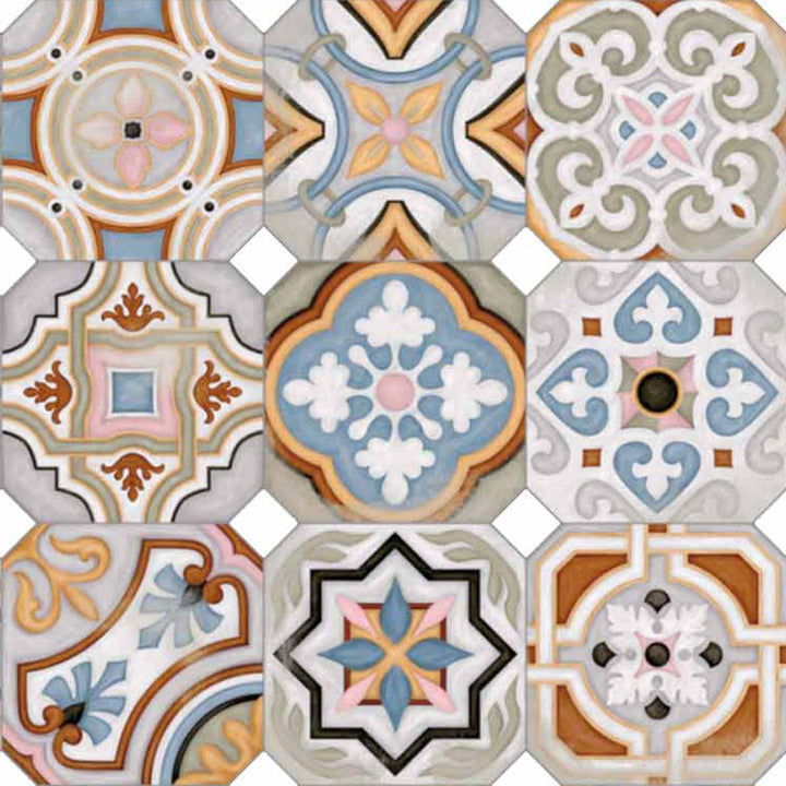 Retro Patchwork Laatat 20x20 cm – Monivärinen