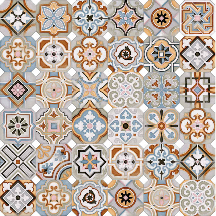 Retro Patchwork Laatat 20x20 cm – Monivärinen