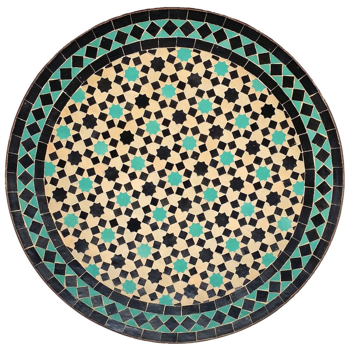 Patiopöytä Ø 60 cm mosaiikkipöytälevy turkoosista Zellige-laatoista