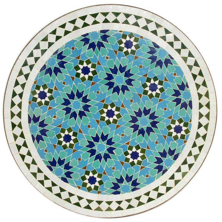 Bistropöytä Ø 60 cm turkoosinsinisellä Zellige-mosaiikilla - Marokkolainen pöytä parvekkeelle tai terassille