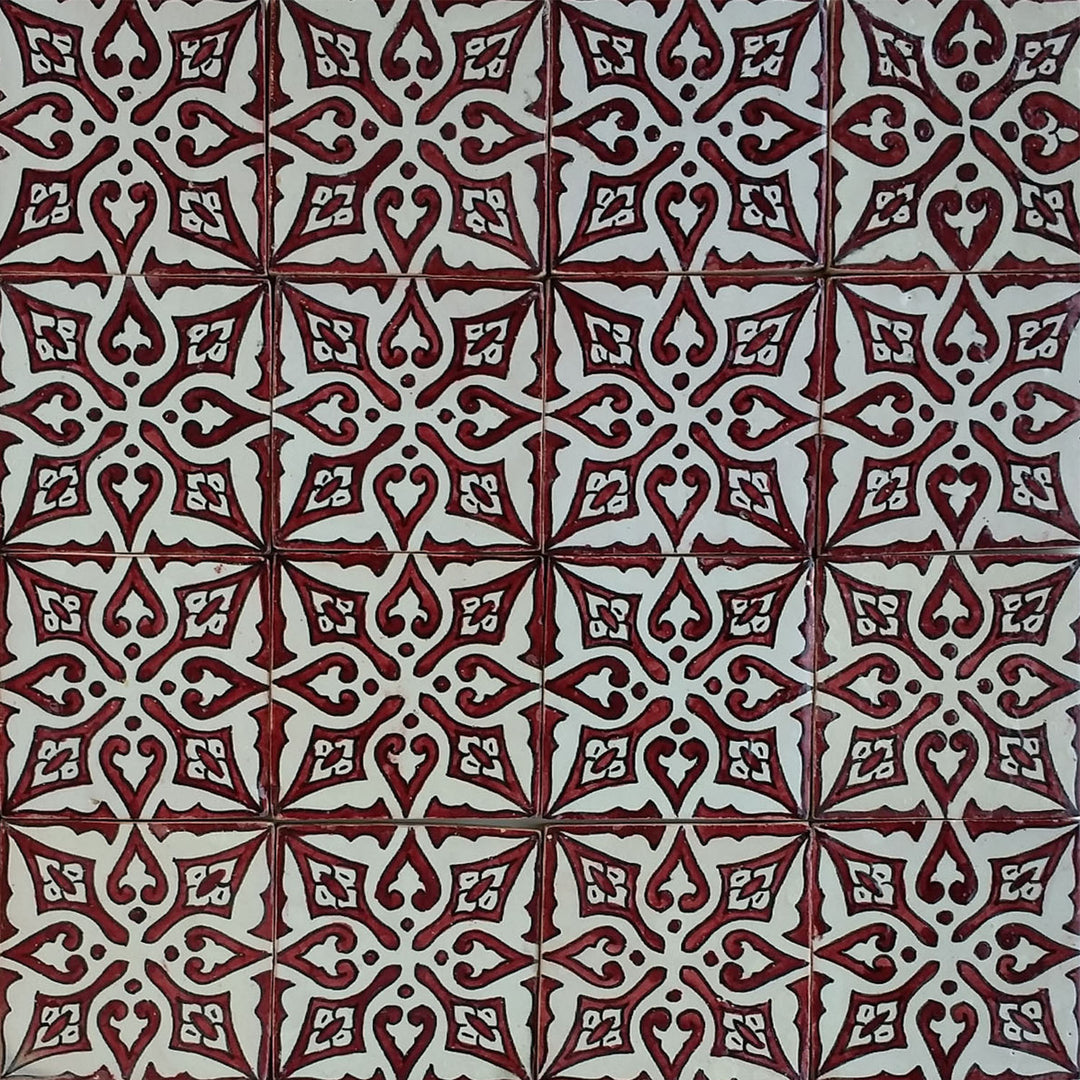Käsinmaalattu laatta - retro keraaminen laatta 10x10 cm