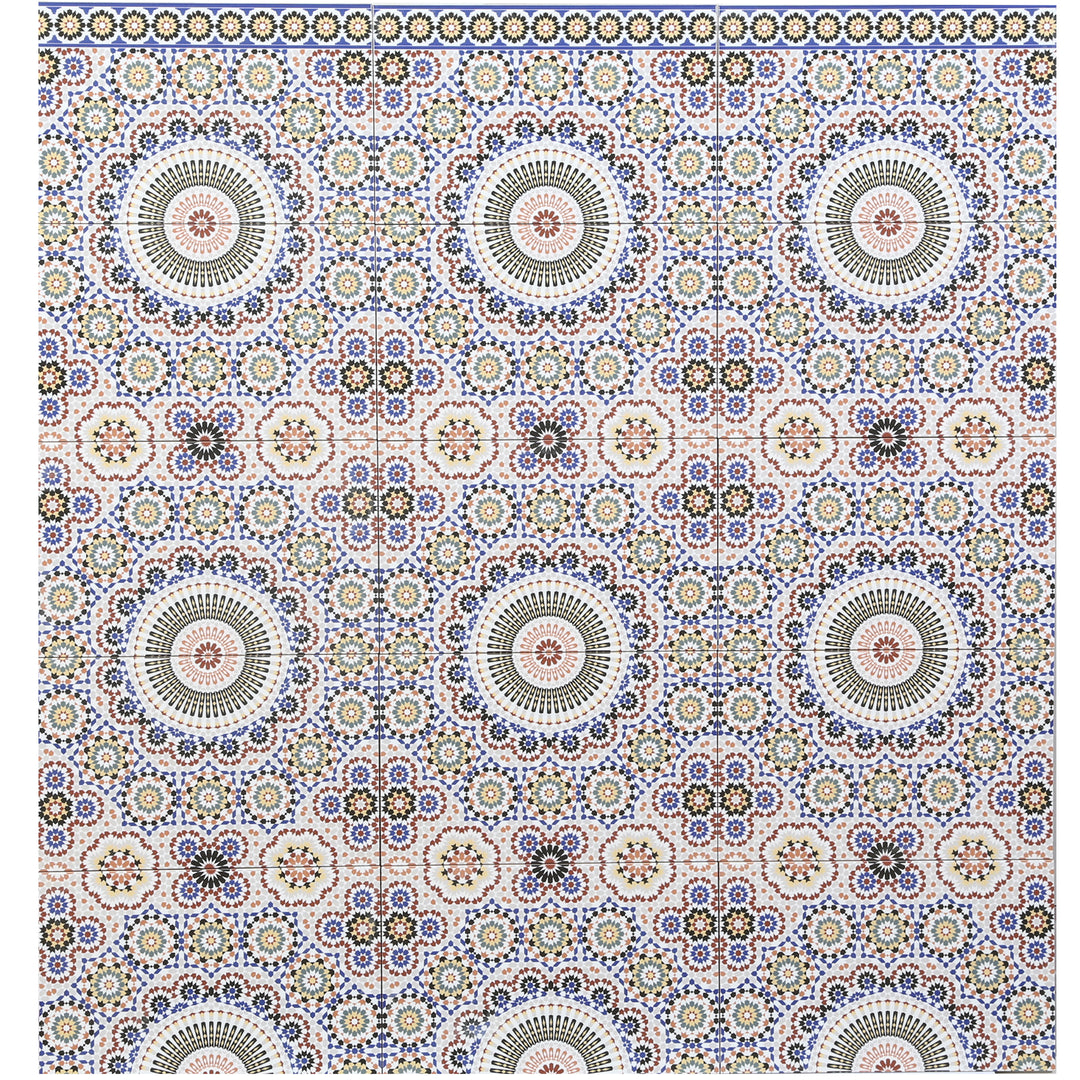 Monivärinen keraaminen seinälaatta itämaisella kuviolla 40x25 cm keittiöön ja kylpyhuoneeseen