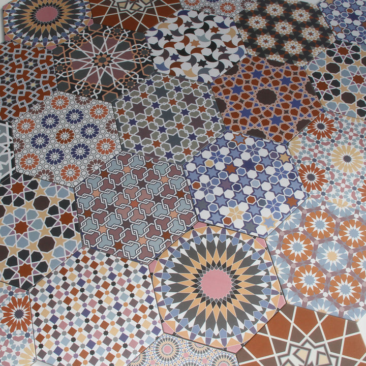 Itämaiset tilkkulaatat – 32,8x28,5 cm kuusikulmio