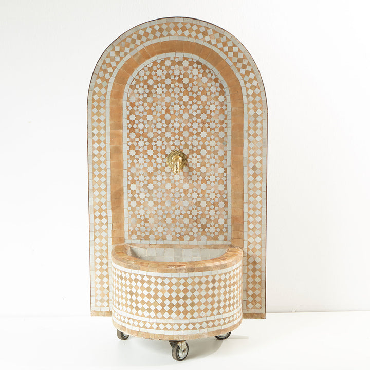Mosaic Fountain Star Teracotta White