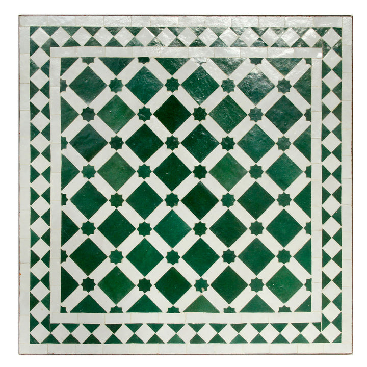 Sohva mosaiikkipöytä 60x60 vihreä valkoinen lasitettu