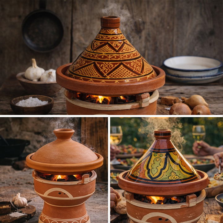 Tajine mejmar savilämmittimellä hiilelle, marokkolainen pöytägrilli marokkolaistyylisillä tagine-versioilla