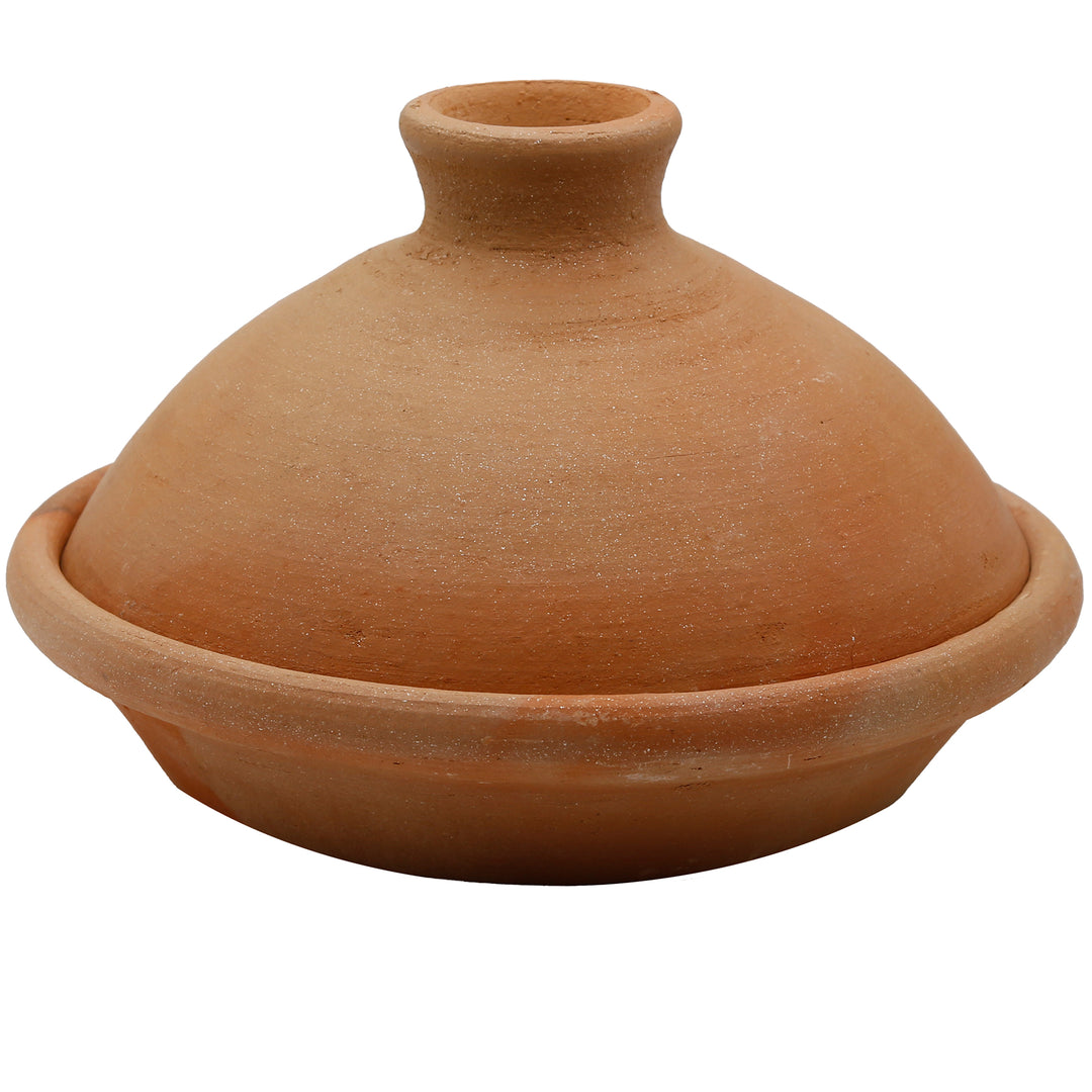 Tagine 25 cm luonnonsavesta ja savesta, lasittamaton perinteisenä vuokaruokana
